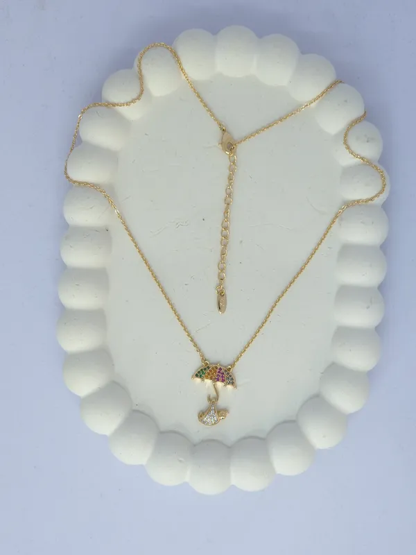 Gold_Tone_Steel_Umbrella_Stone_Pendant_Necklace_For_Women