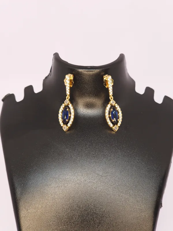 Blue_Gold_Tone_Drop_Earrings_For_Women