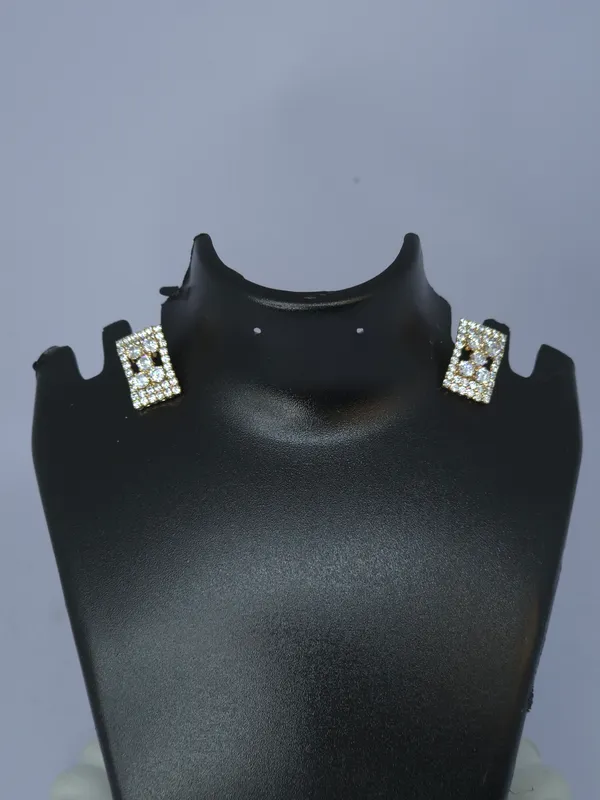 Silver_Tone_Steel_Rhinestone_Rectangular_Stud_Earrings_For_Women