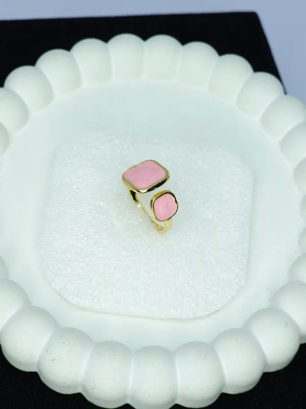 Gold_Tone_Pink_Stone_Adjustable_Open_Band_Ring_For_Women