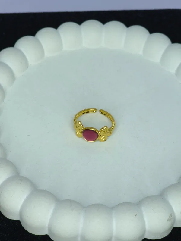 Gold_Tone_Pink_Stone_Floral_Ring_For_Women