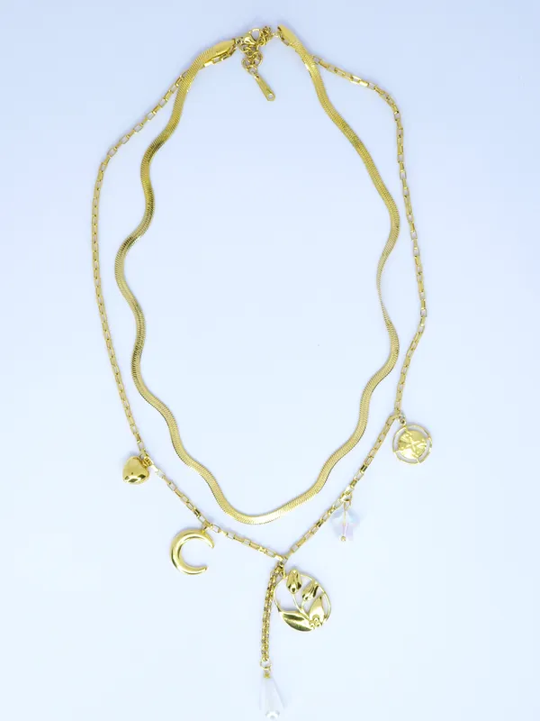 Gold_Tone_Layered_Charm_Necklace_For_Women