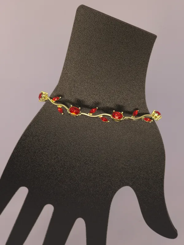 Gold_Tone_Red_Stone_Bracelet_For_Women
