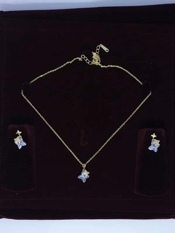 Gold_Tone_Stone_Pendant_Necklace_Set_For_Women
