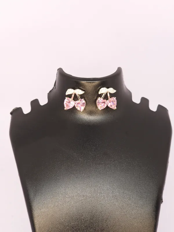 Pink_Cherry_Design_Stud_Earrings_For_Women