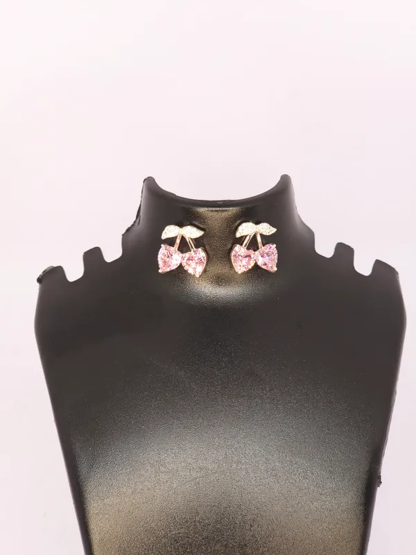 Pink_Cherry_Design_Stud_Earrings_For_Women