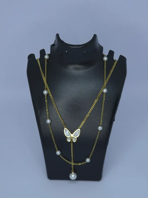 Gold_Tone_Layered_Beaded_Pendant_Necklace_For_Women