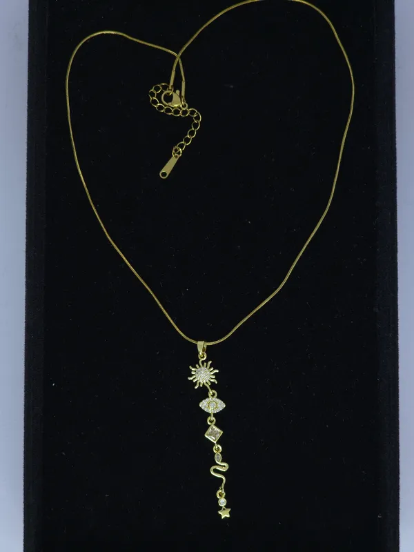 Gold_Tone_Steel_Celestial_Motif_Pendant_Necklace_For_Women