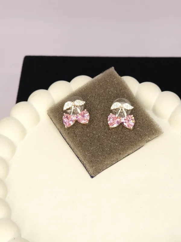 Pink_Cherry_Design_Stud_Earrings_For_Women