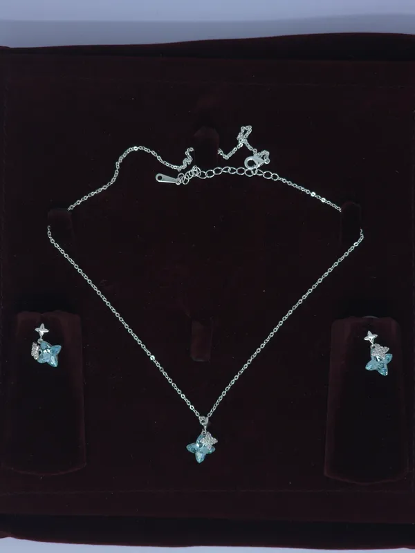 Silver_Tone_Blue_Butterfly_Necklace_And_Earrings_Set