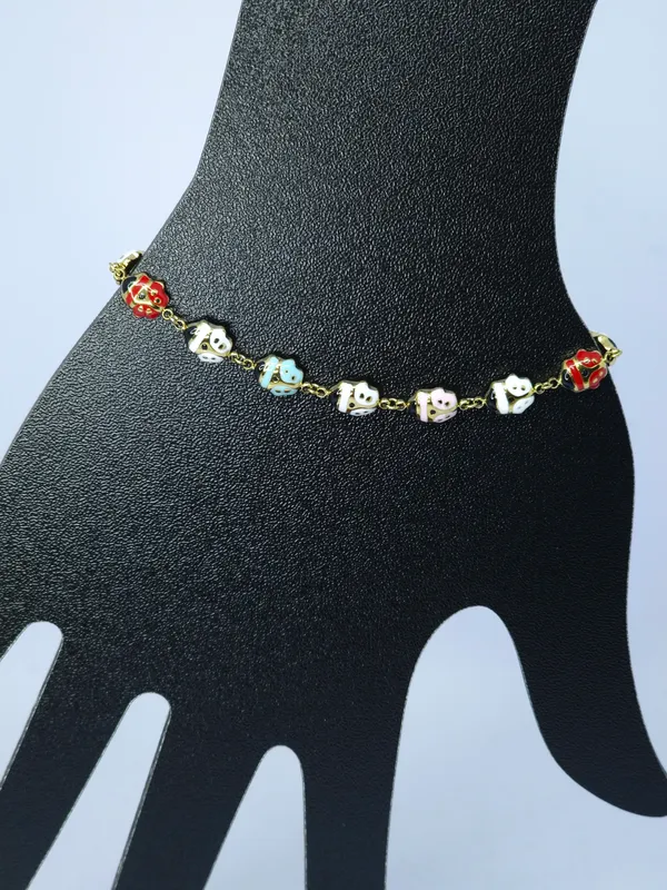 Multicolour_Gold_Tone_Steel_Elephant_Charm_Bracelet_For_Women
