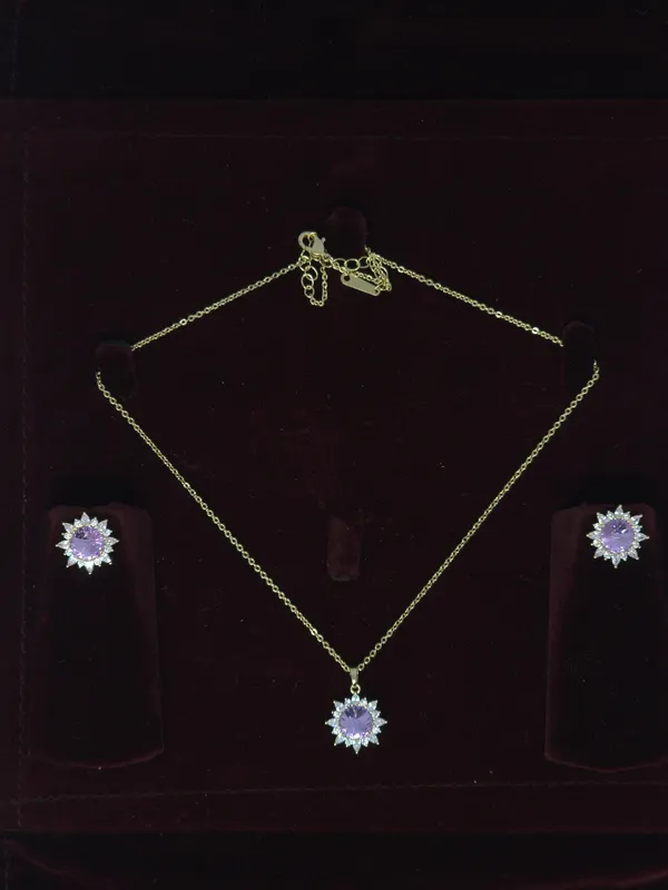 Gold_Tone_Lavender_Stone_Necklace_And_Earrings_Set