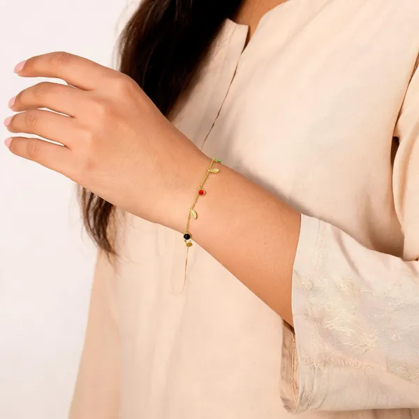 Gold_Tone_Charm_Hand_Bracelet_For_Women
