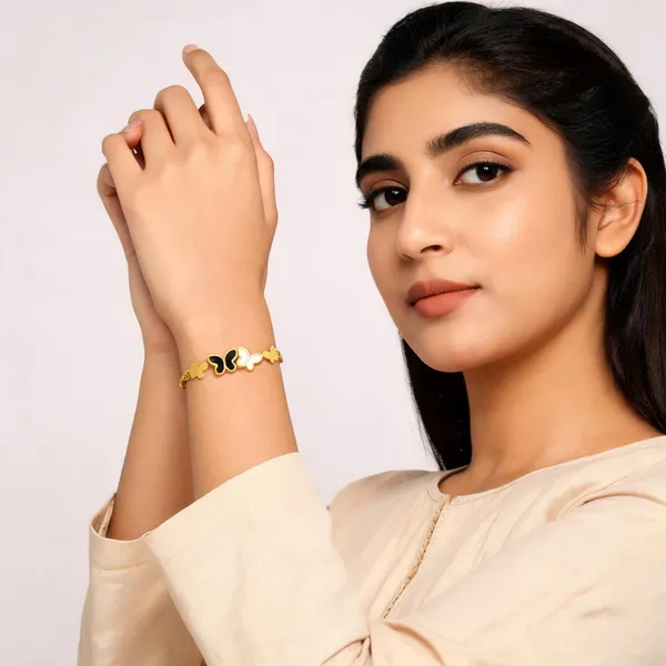 Gold_Tone_Butterfly_Motif_Cuff_Bracelet_For_Women