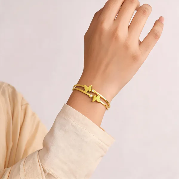 Gold-Tone_Butterfly_Bracelet_For_Women