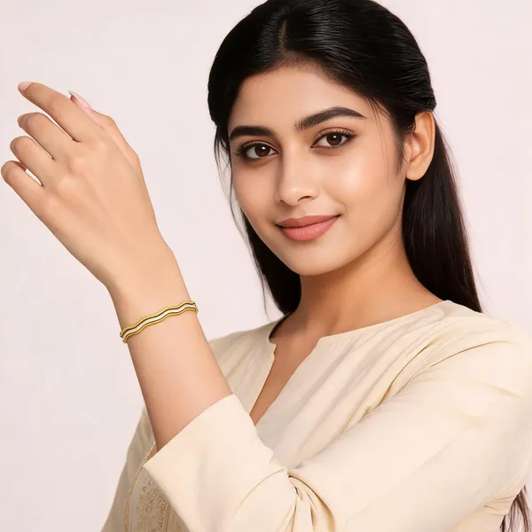 Gold_Tone_Steel_Wavy_Layered_Slim_Bangle_For_Women