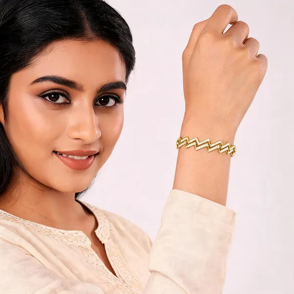 Gold-Tone_Zigzag_Link_Bracelet_For_Women