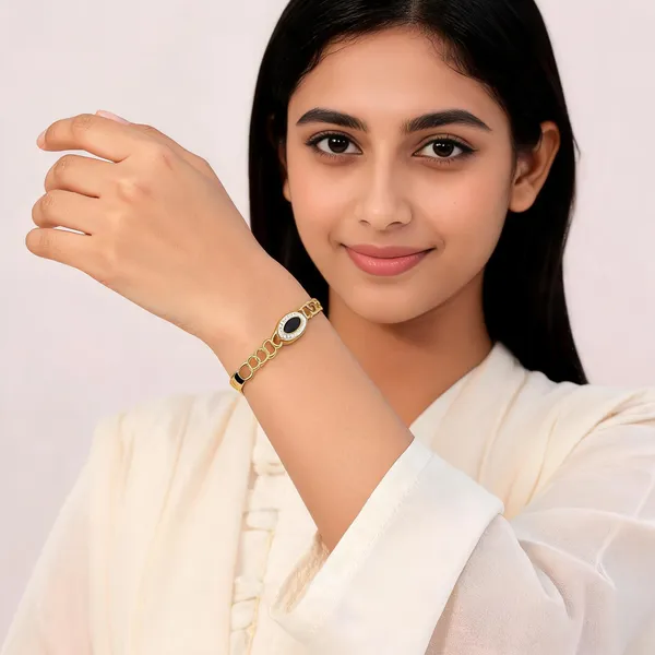 Gold_Tone_Oval_Stone_Bracelet_For_Women