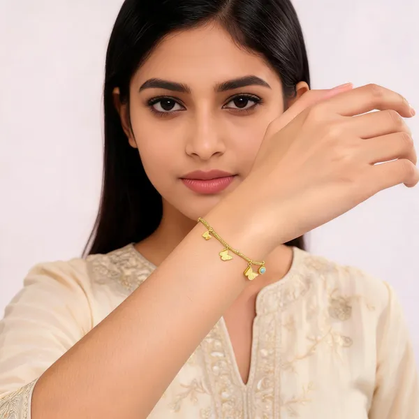 Gold_Tone_Butterfly_Charm_Bracelet_For_Women