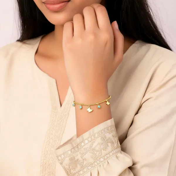 Gold_Tone_Butterfly_Charm_Bracelet_For_Women