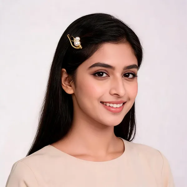 Gold_Tone_Pearl_Hair_Clip_For_Women