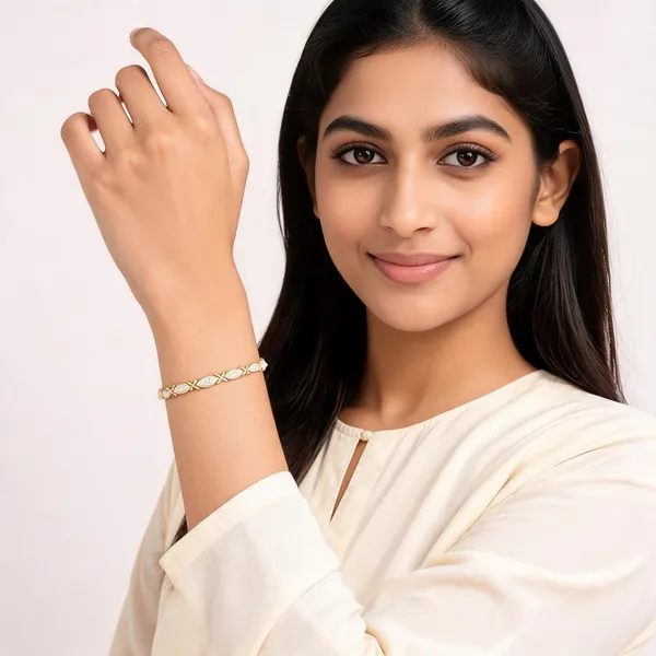 Gold-Tone_Leaf_Motif_Bracelet_For_Women