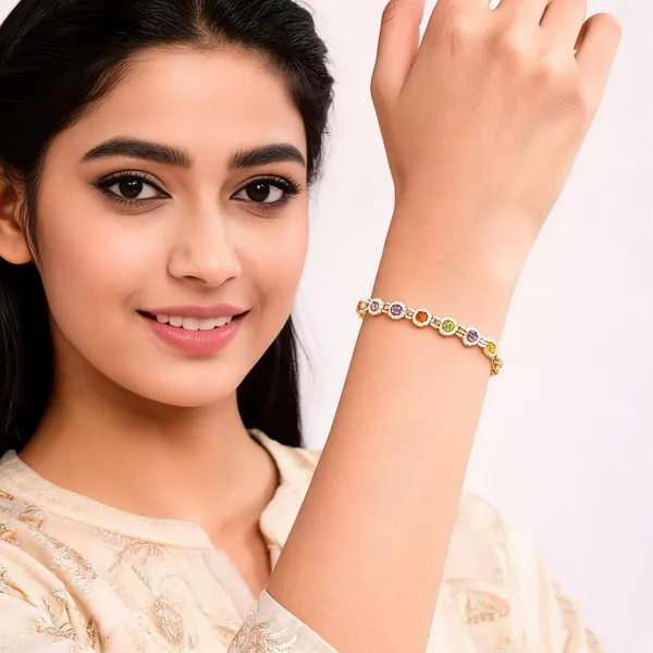 Multicolour_Gold_Tone_Stone_Bracelet_For_Women