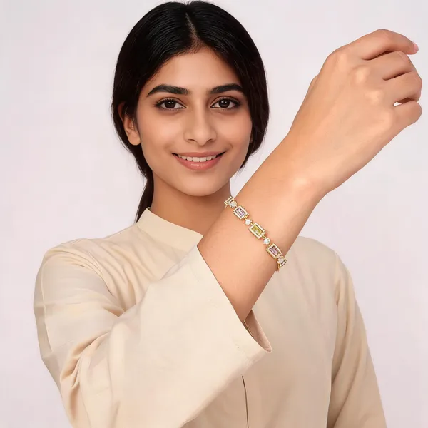 Gold_Tone_Multicolour_Stone_Bracelet_For_Women