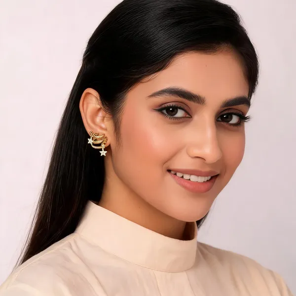 Gold_Tone_Star_Cluster_Ear_Cuff_Earrings
