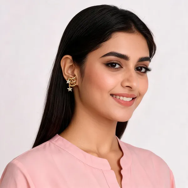 Gold_Tone_Star_Cluster_Ear_Cuff_Earrings