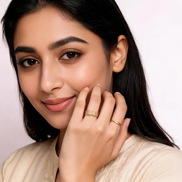 Gold_Tone_Textured_And_Plain_Ring_Set_For_Adults