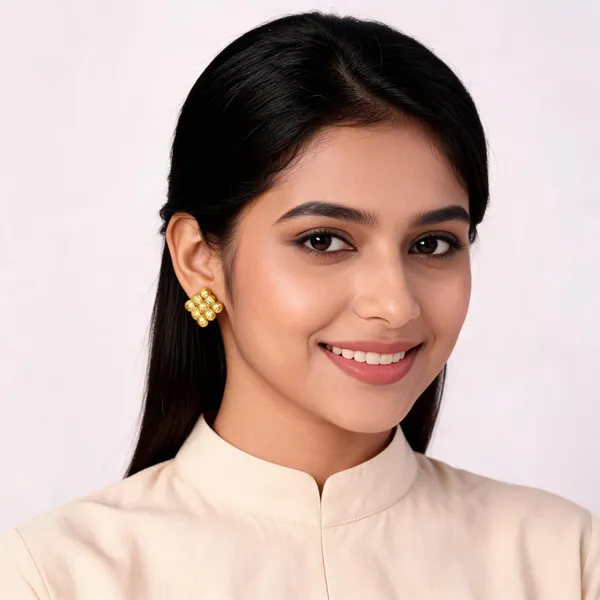 Gold_Tone_Textured_Stud_Earrings_For_Women