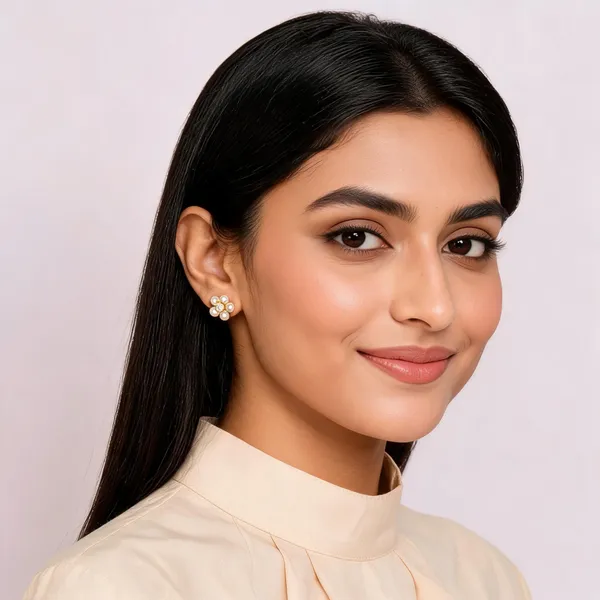Gold_Tone_Steel_Floral_Cluster_Stud_Earrings_For_Women