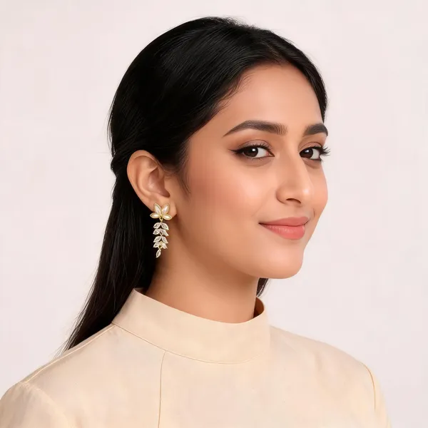 Gold_Tone_Floral_Leaf_Drop_Earrings