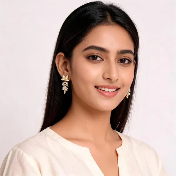 Gold_Tone_Floral_Leaf_Drop_Earrings