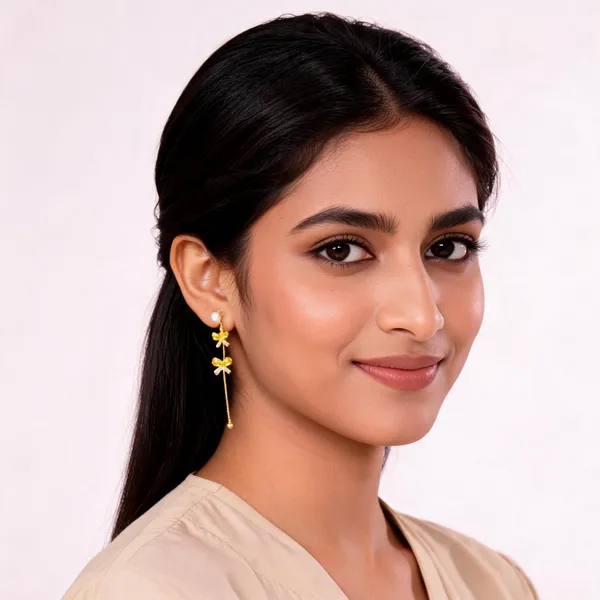 Gold_Tone_Floral_Drop_Earrings_For_Women