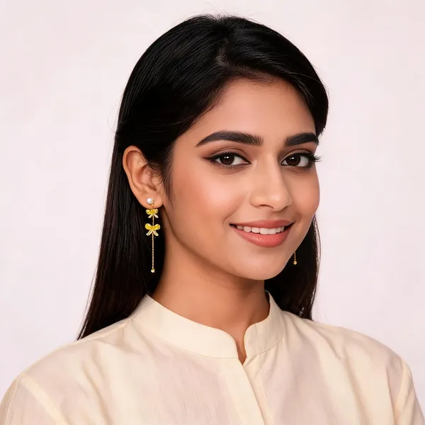 Gold_Tone_Floral_Drop_Earrings_For_Women