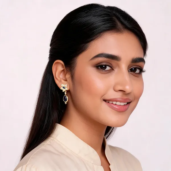 Gold-Tone_Floral_Drop_Earrings_For_Women