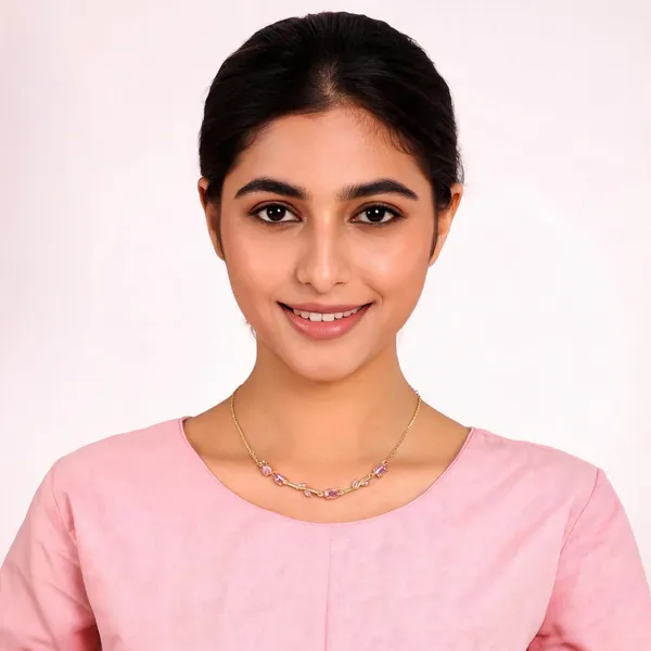 Gold_Tone_Pink_Stone_Necklace_For_Women