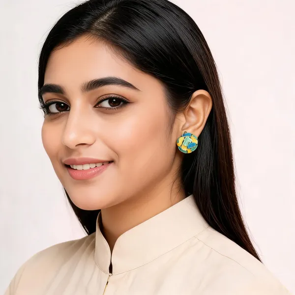 Multicolour_Enamel_Pendant_Necklace_And_Earrings_Set_For_Women