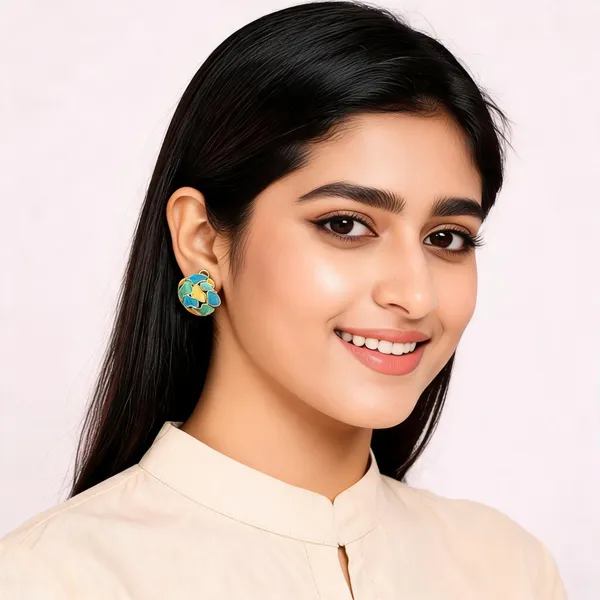 Multicolour_Enamel_Pendant_Necklace_And_Earrings_Set_For_Women