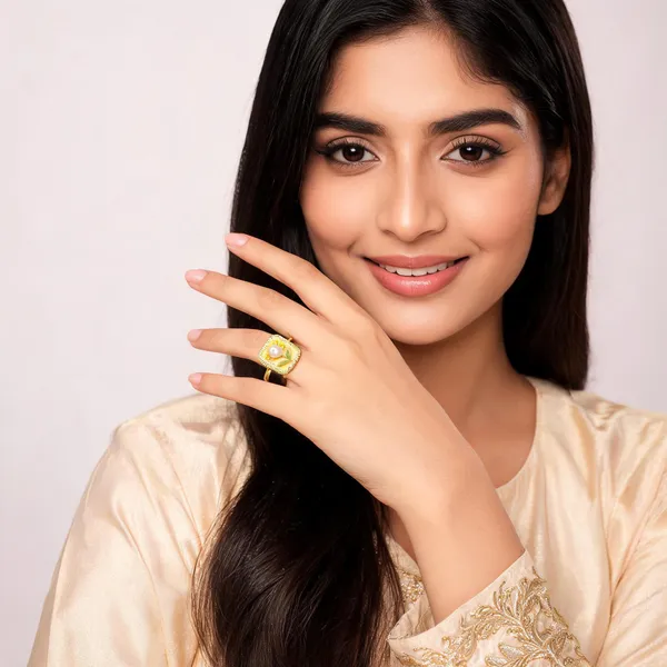 Gold_Tone_Pearl_Floral_Open_Band_Ring_For_Women