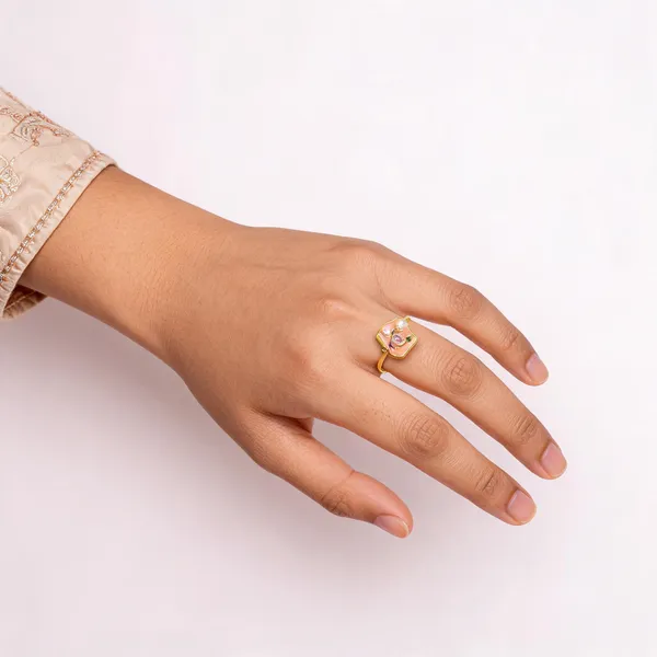Gold_Tone_Floral_Stone_Ring_For_Women