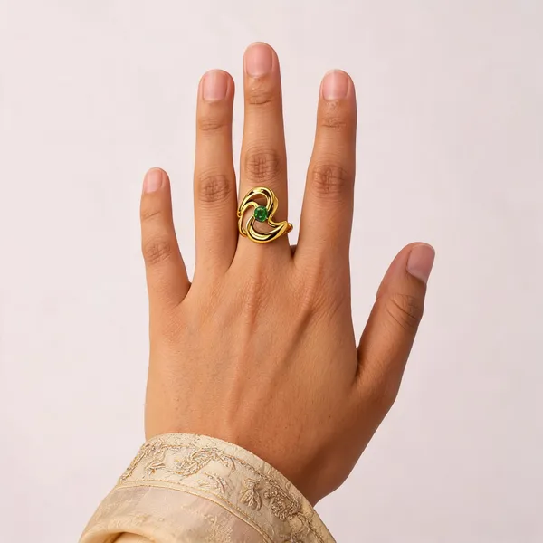 Gold_Tone_Green_Stone_Statement_Ring_For_Women