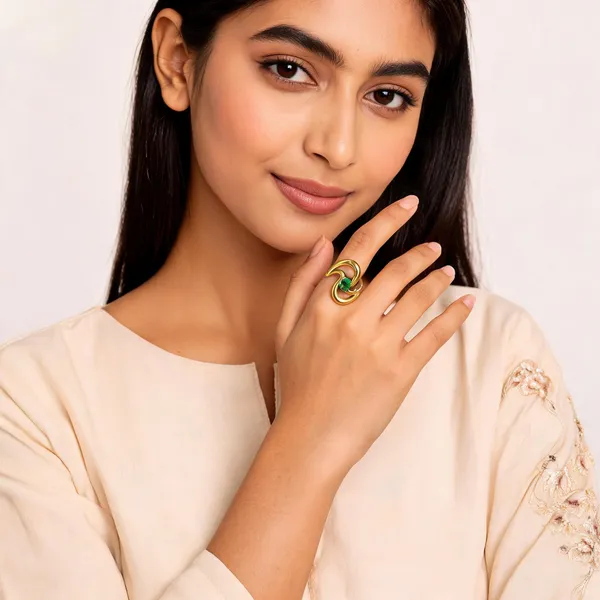 Gold_Tone_Green_Stone_Statement_Ring_For_Women
