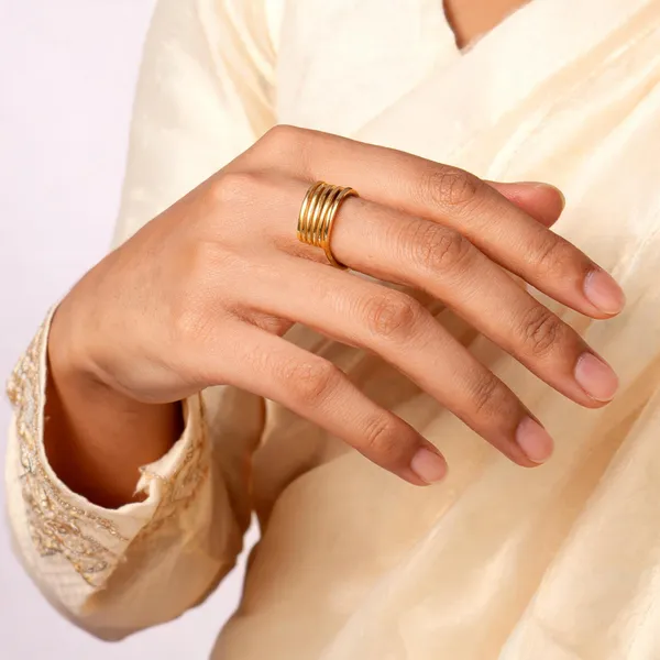 Gold_Tone_Adjustable_Ribbed_Multi-Band_Ring_For_Women