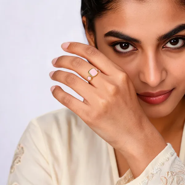 Gold_Tone_Pink_Stone_Adjustable_Open_Band_Ring_For_Women