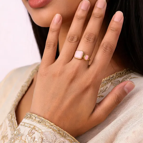 Gold_Tone_Pink_Stone_Adjustable_Open_Band_Ring_For_Women
