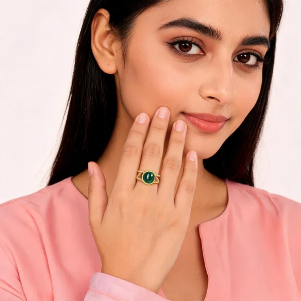 Gold_Tone_Green_Stone_Ring_For_Women