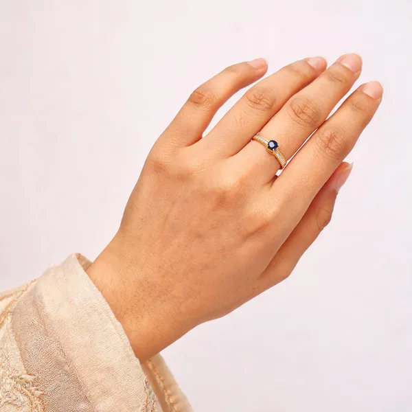 Gold_Tone_Blue_Stone_Solitaire_Band_Ring_For_Women